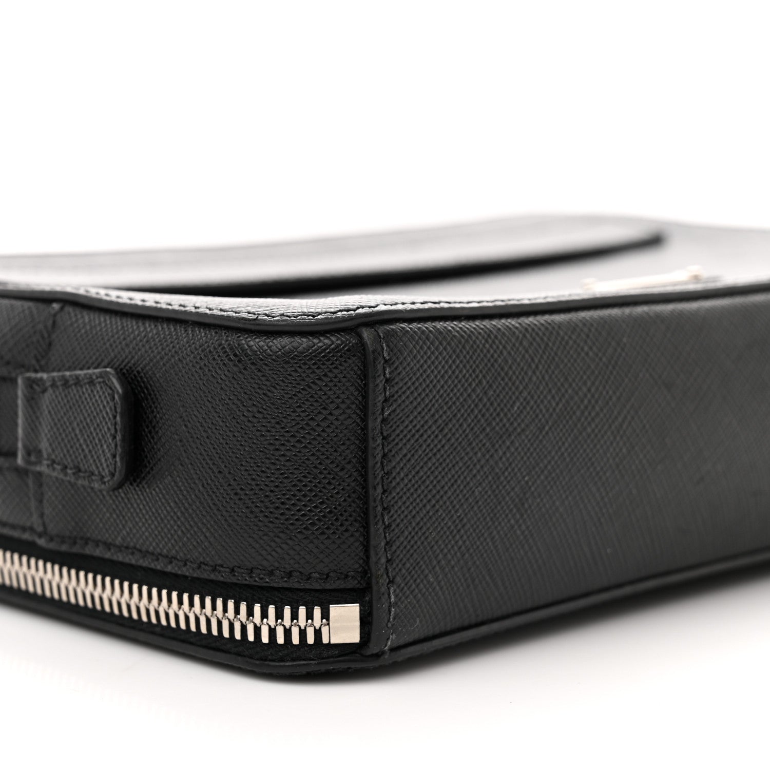 Prada Saffiano Travel Zip Pouch Black 1431543 – FASHIONPHILE