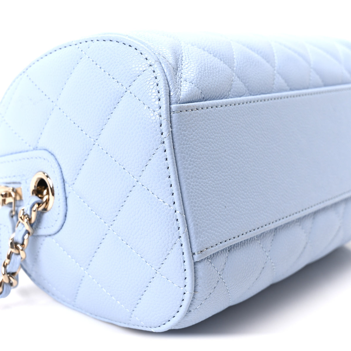 Chanel Caviar Quilted Barrel Clutch With Chain Light Blue 9 of 10