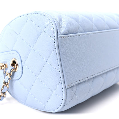 Chanel Caviar Quilted Barrel Clutch With Chain Light Blue 9 of 10