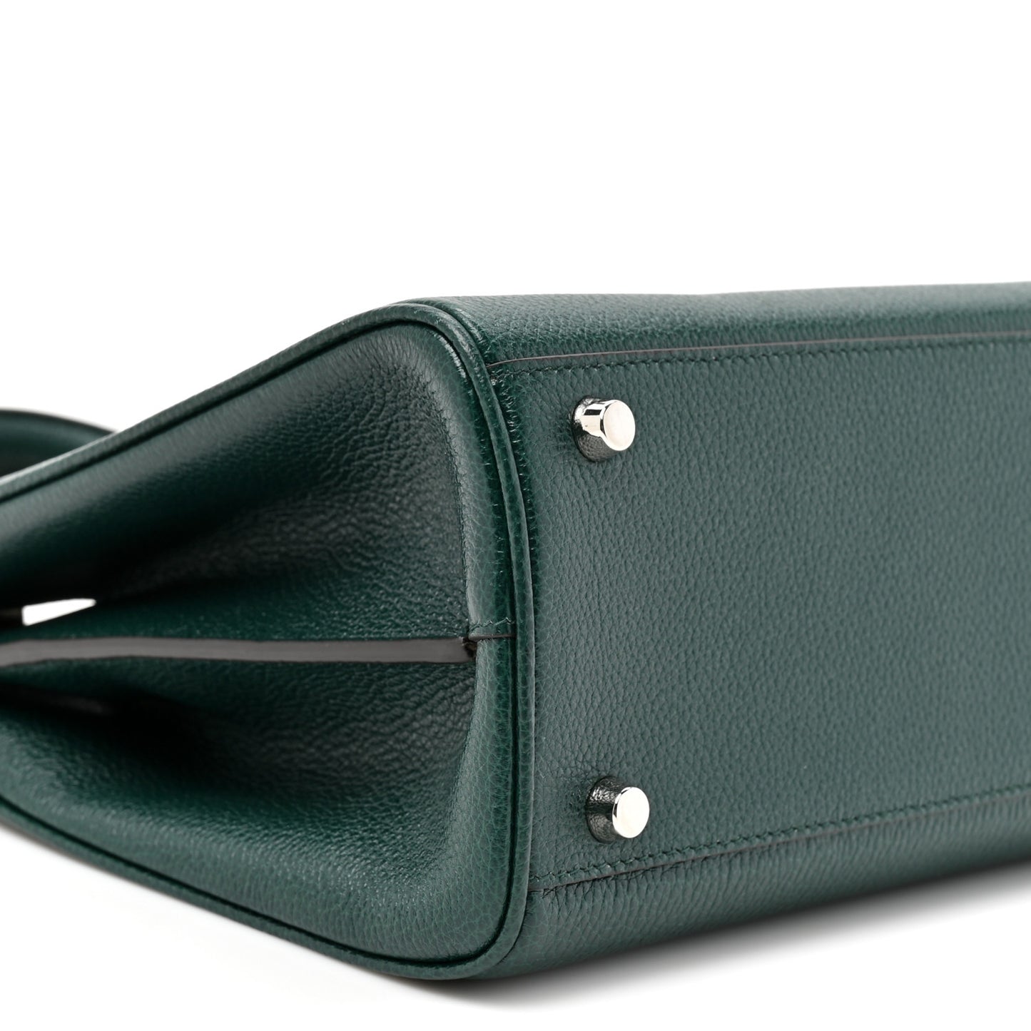 Grainy Calfskin Small Zumi Top Handle Bag Vintage Green