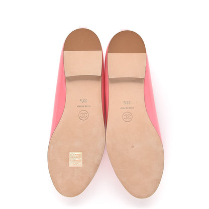 Chanel Patent Calfskin CC Cap Toe Ballerina Flats 39.5 Light Pink 5 of 9