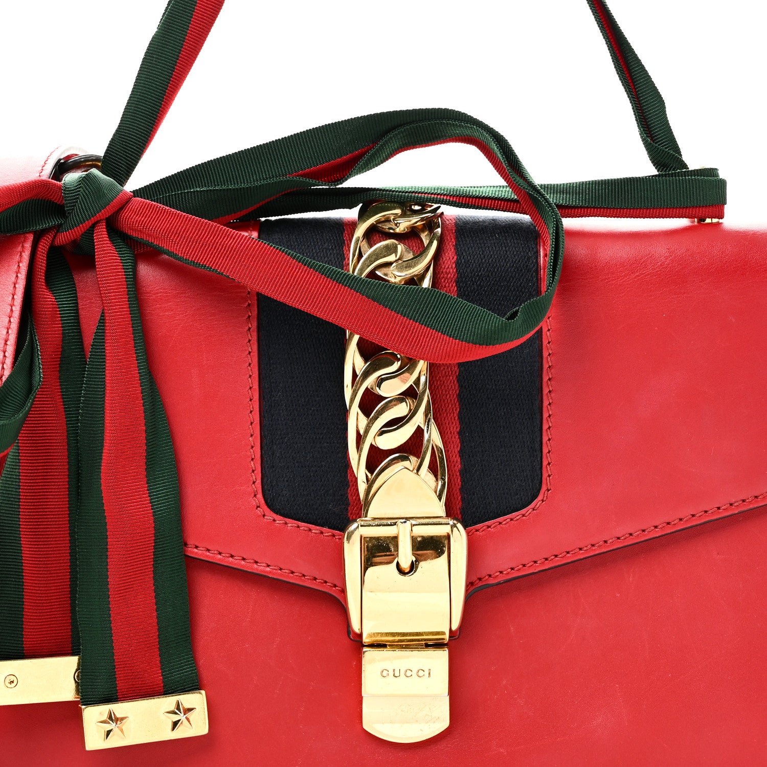 Gucci Calfskin Small Sylvie Shoulder Bag Hibiscus Red 8 of 10