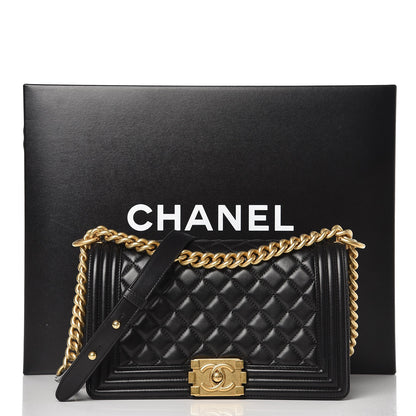 Chanel Lambskin Quilted Medium Boy Flap Black 9 of 9