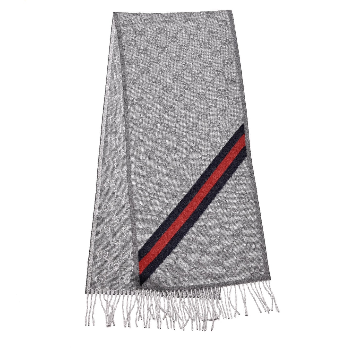 Wool Angora Monogram Web New Nikky Scarf Zinc Blue