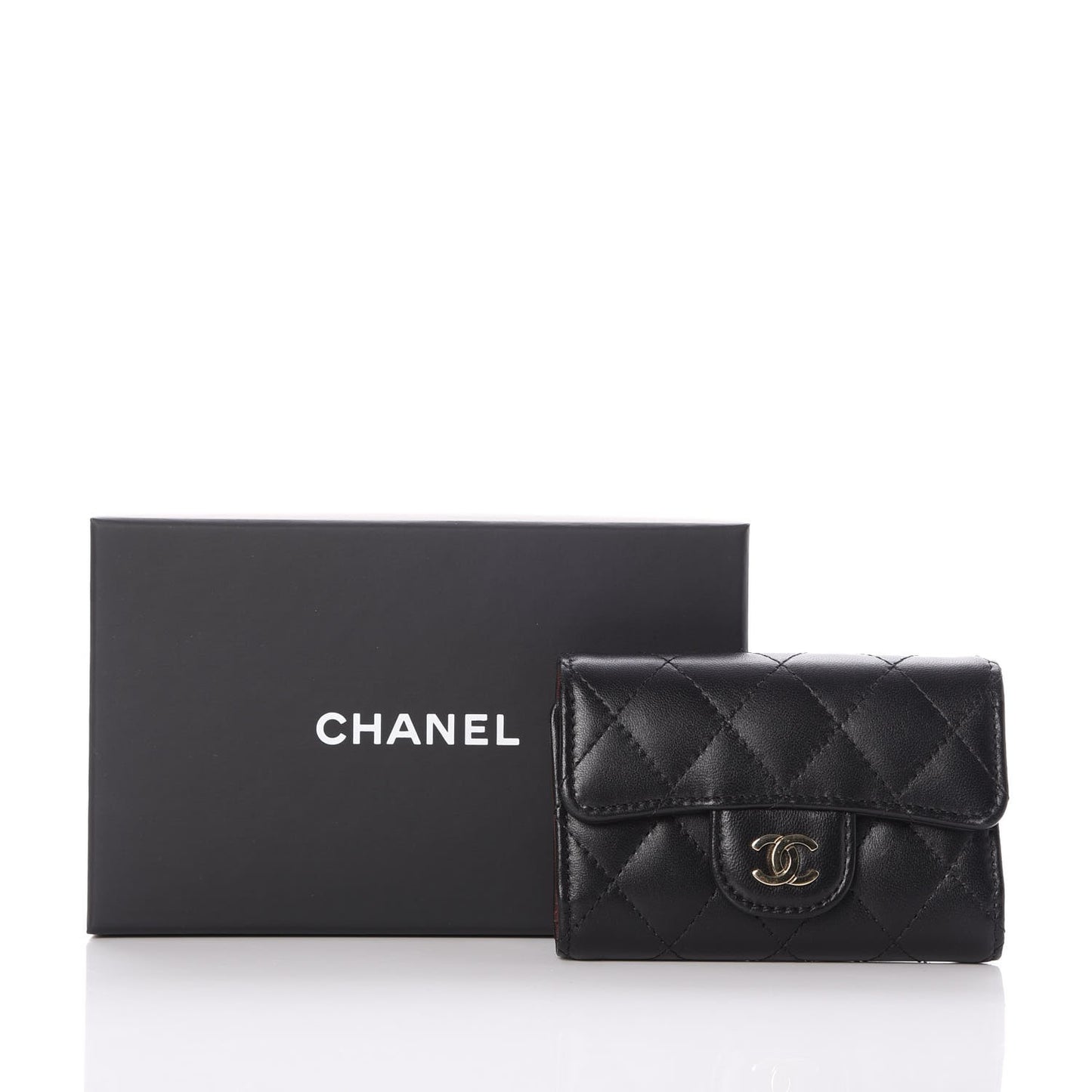 Lambskin Quilted 4 Key Holder Black