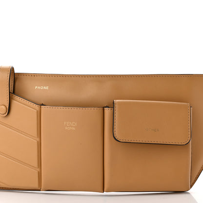 Fendi Vitello Grace Matte 3 Pocket Belt Pouch Miele Scuro 7 of 9