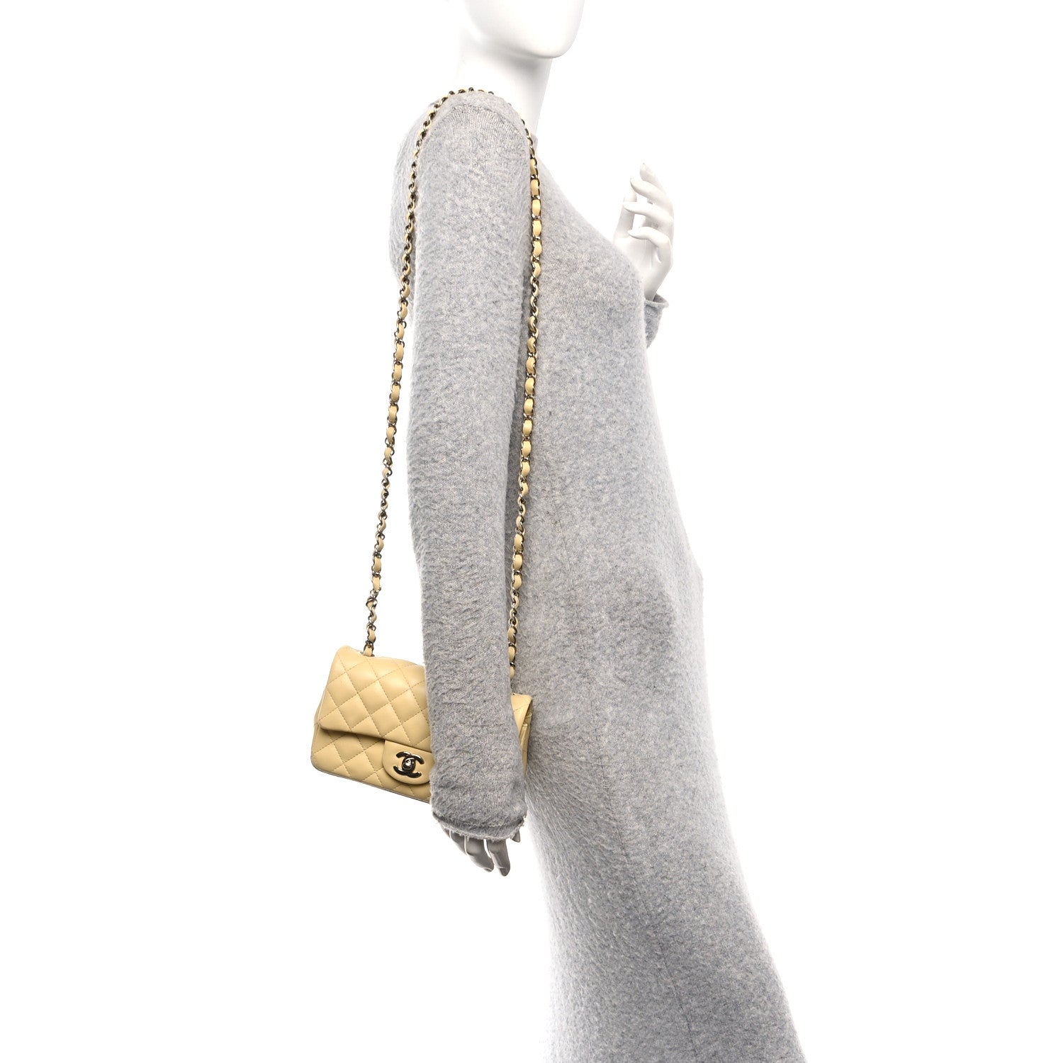 Chanel Lambskin Quilted Mini Rectangular Flap Light Yellow 2 of 11