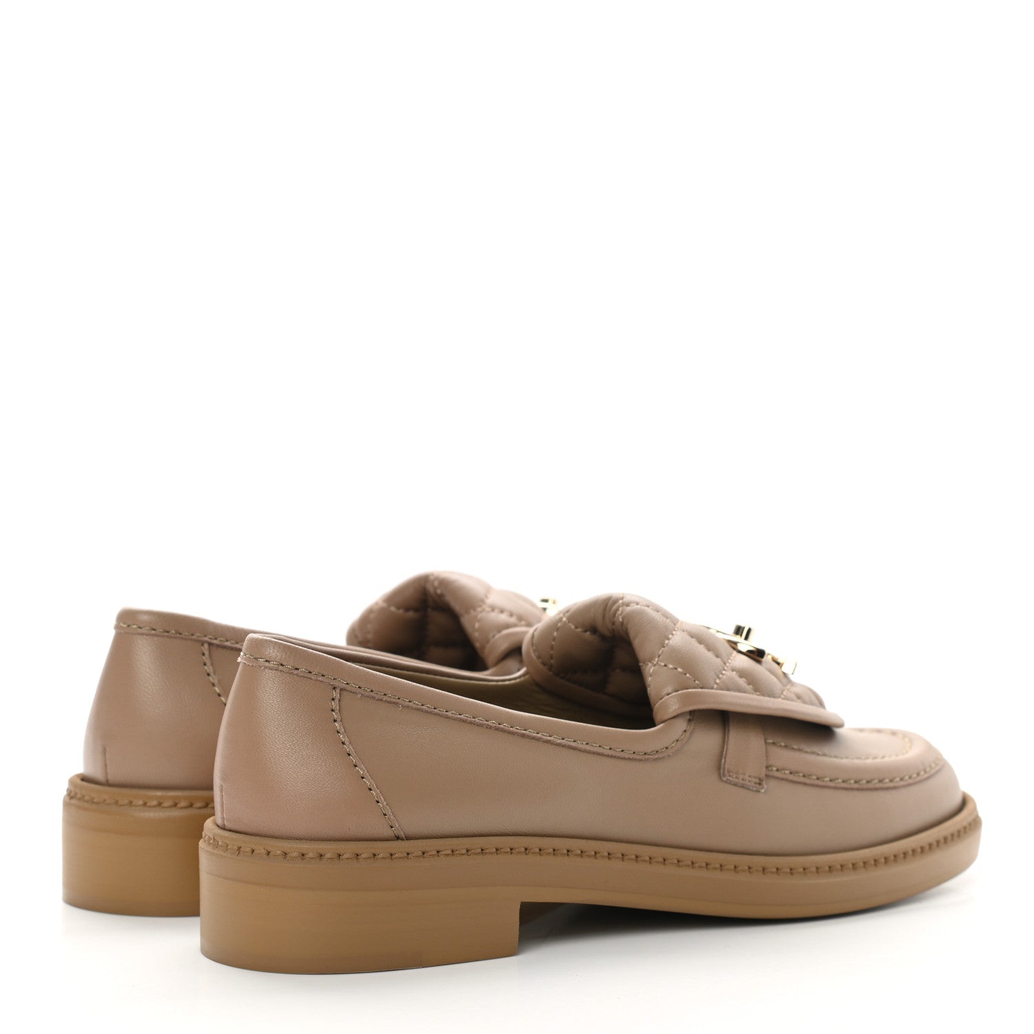 Chanel Lambskin Quilted CC Turnlock Loafers 37 Beige 4 of 9