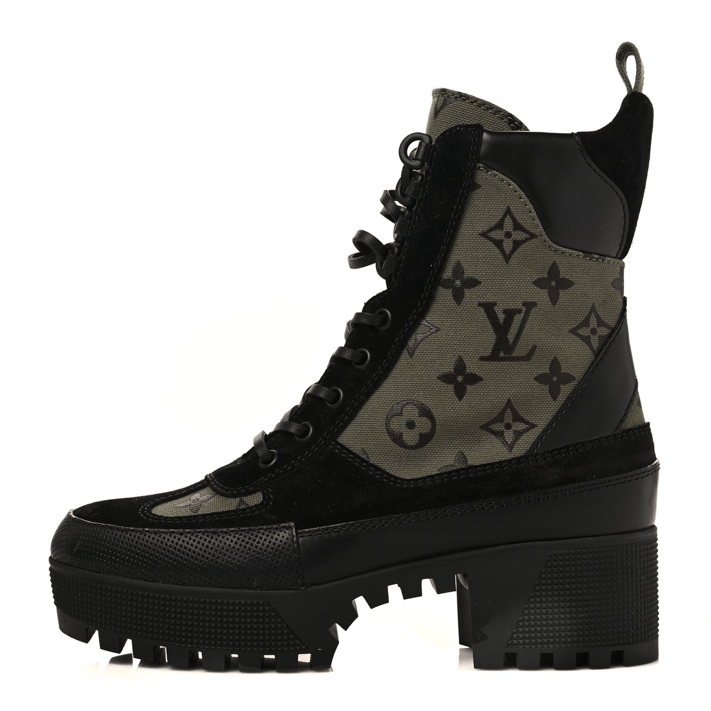 Suede Monogram Laureate Platform Desert Boots 38 Kaki Black