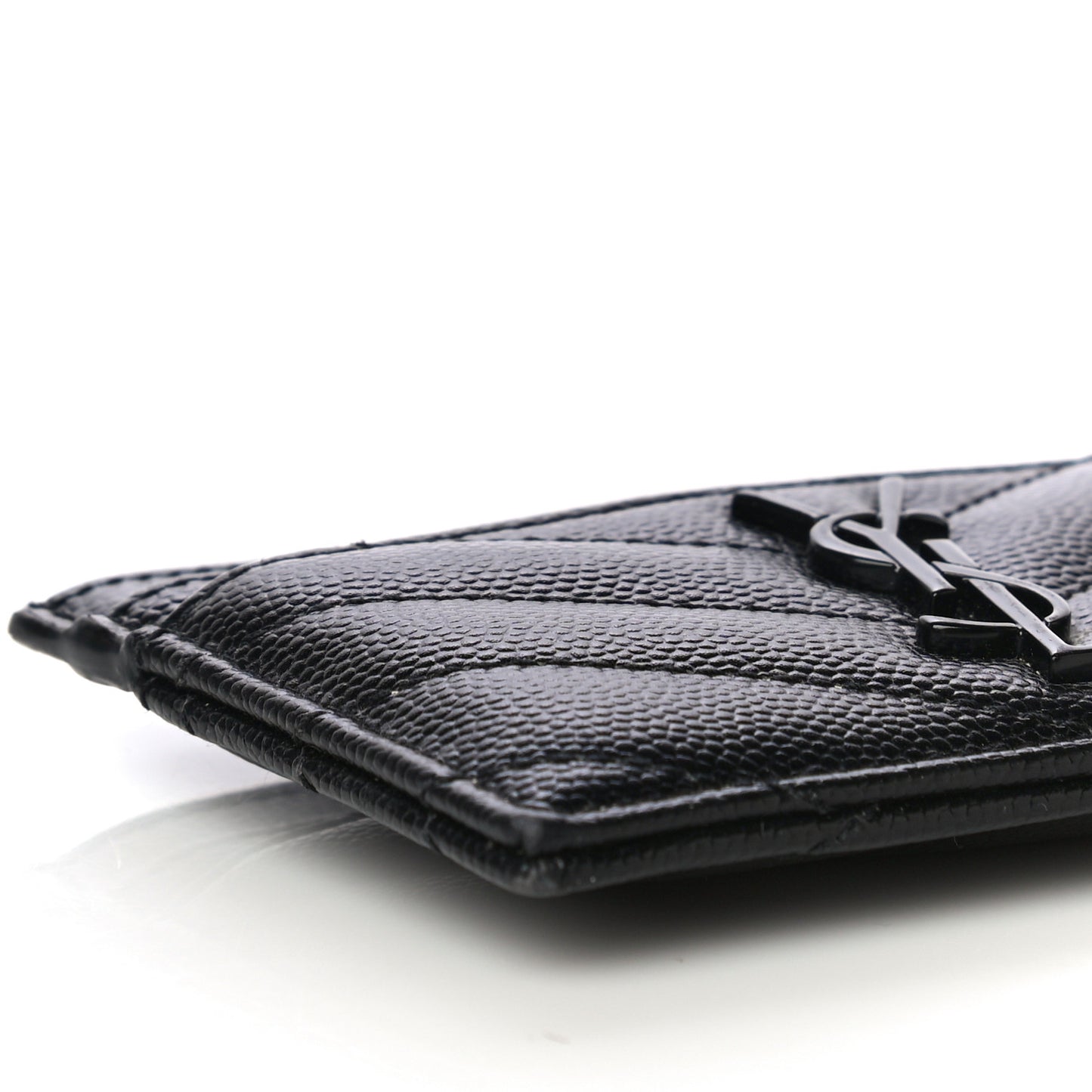 Grain De Poudre Matelasse Chevron Monogram Credit Card Case Black