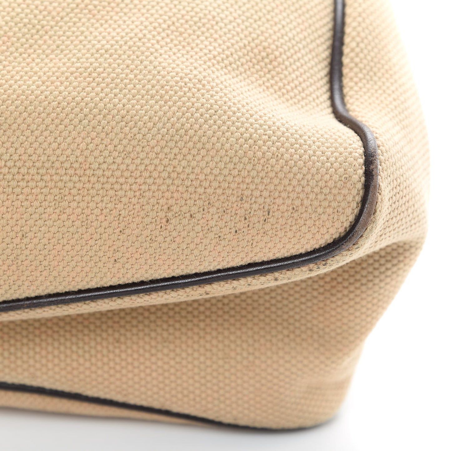 Canvas Wooden Handle Shoulder Bag Beige