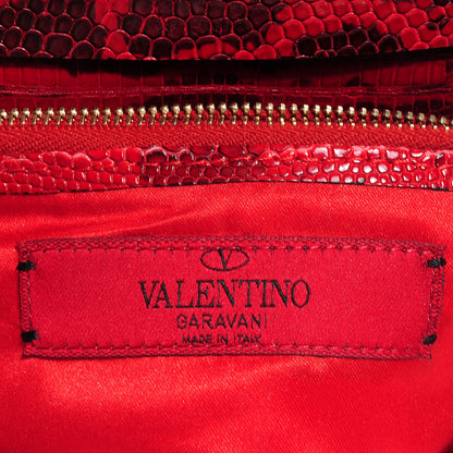 Valentino Garavani Lizard Rockstud Flap Red 7 of 9
