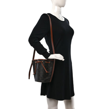 Celine Triomphe Canvas Calfskin Small Drawstring Bucket Bag Tan 2 of 11