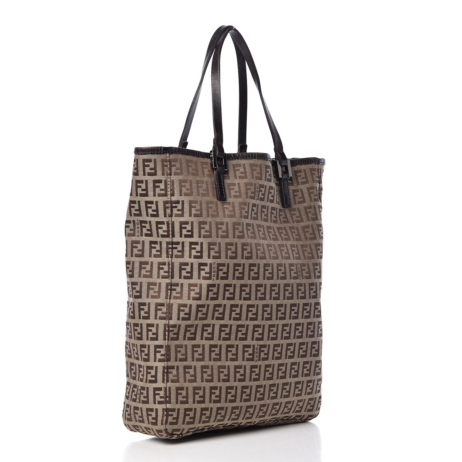Fendi Zucchino Shopping Tote Mogano Panna Brown 4 of 14