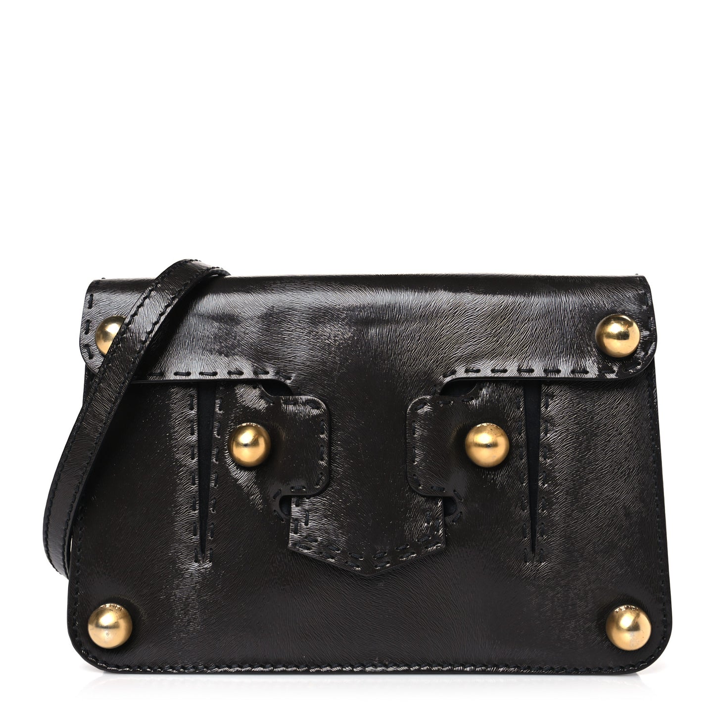 Glazed Calfskin Secret Code Crossbody Black