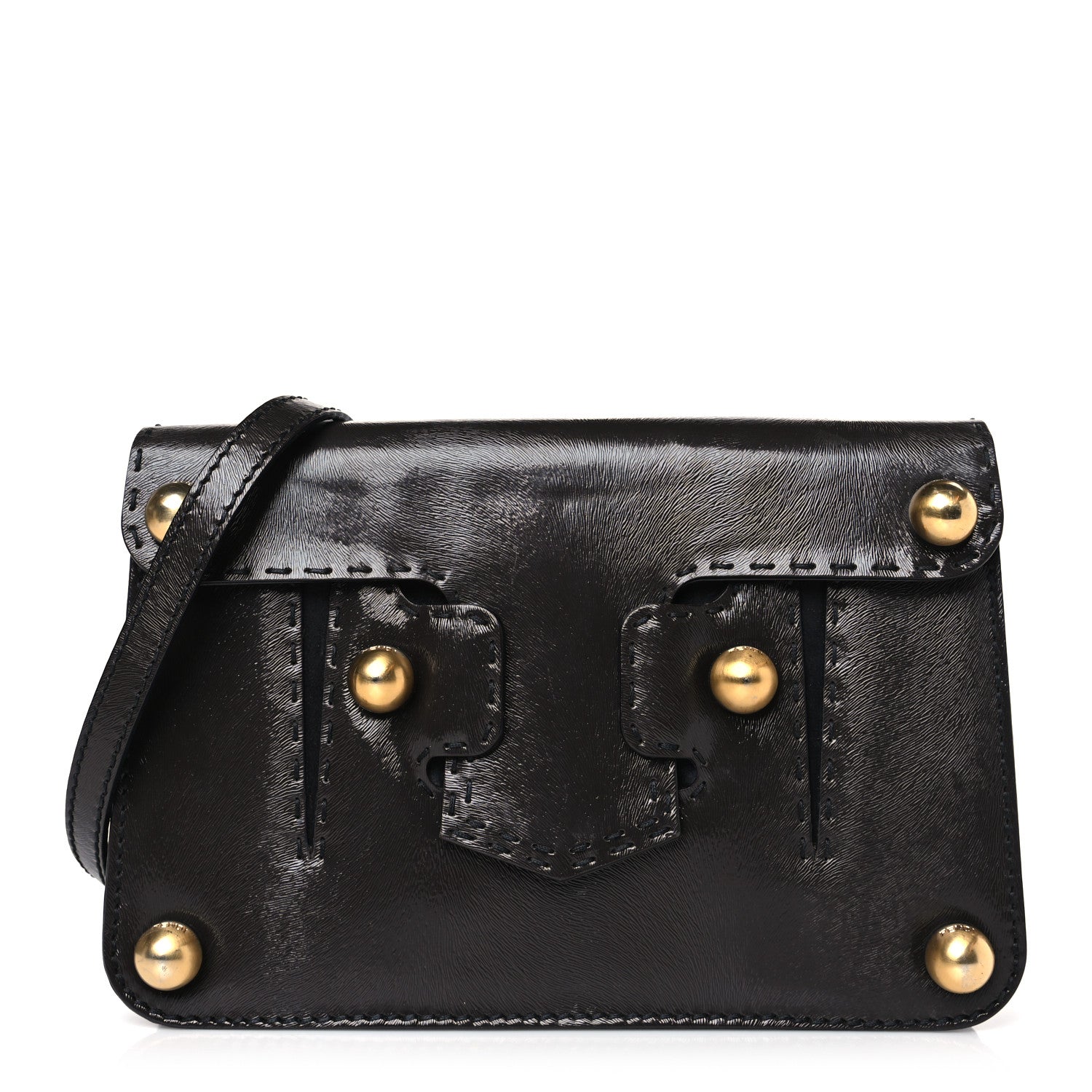 Fendi Glazed Calfskin Secret Code Crossbody Black 1 of 10