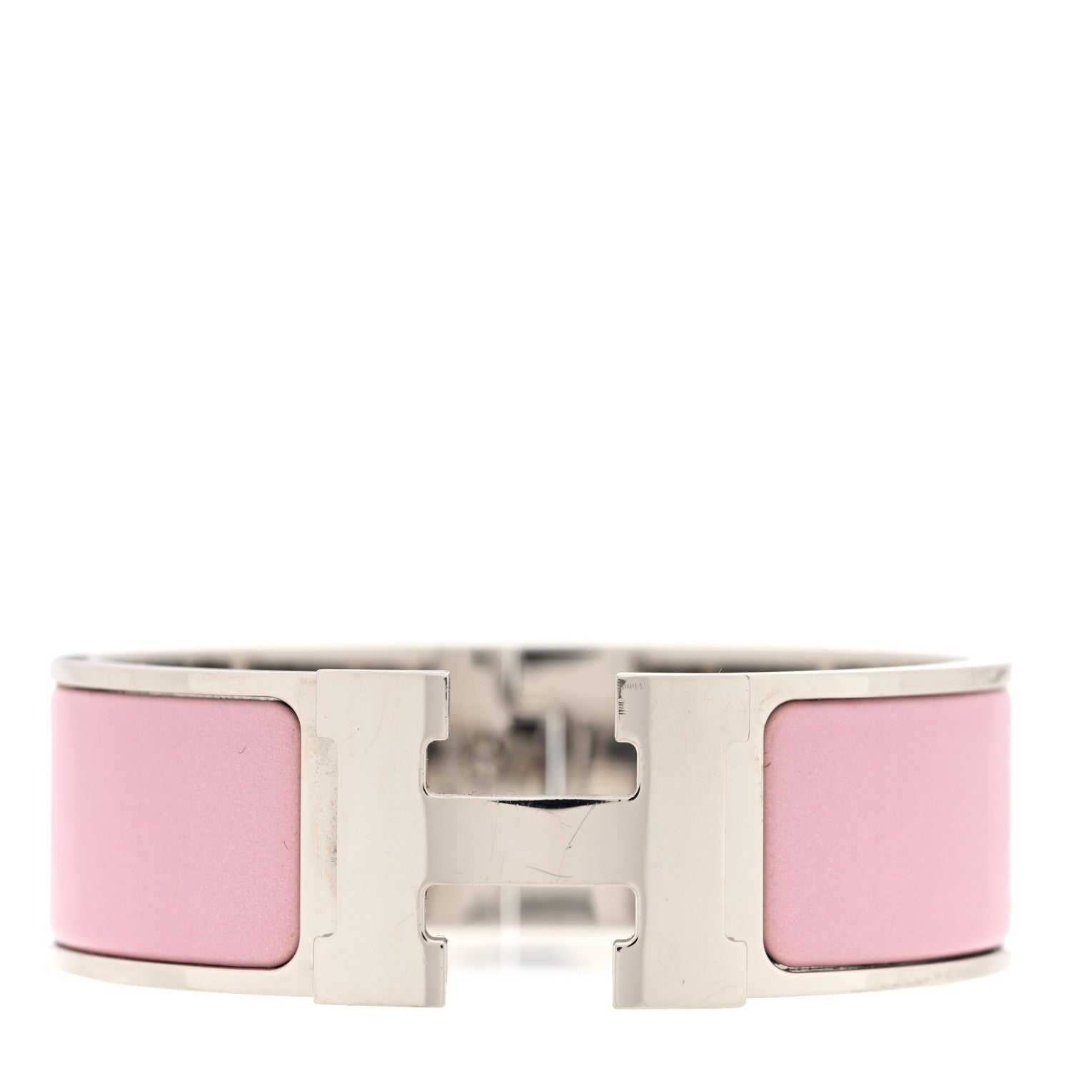 Hermes Enamel Wide Clic Clac H GM Bracelet Rose Dragee 1 of 5