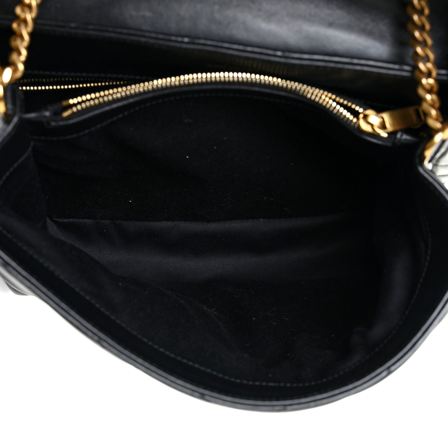 Calfskin Y Quilted Monogram Medium Loulou Chain Satchel Black