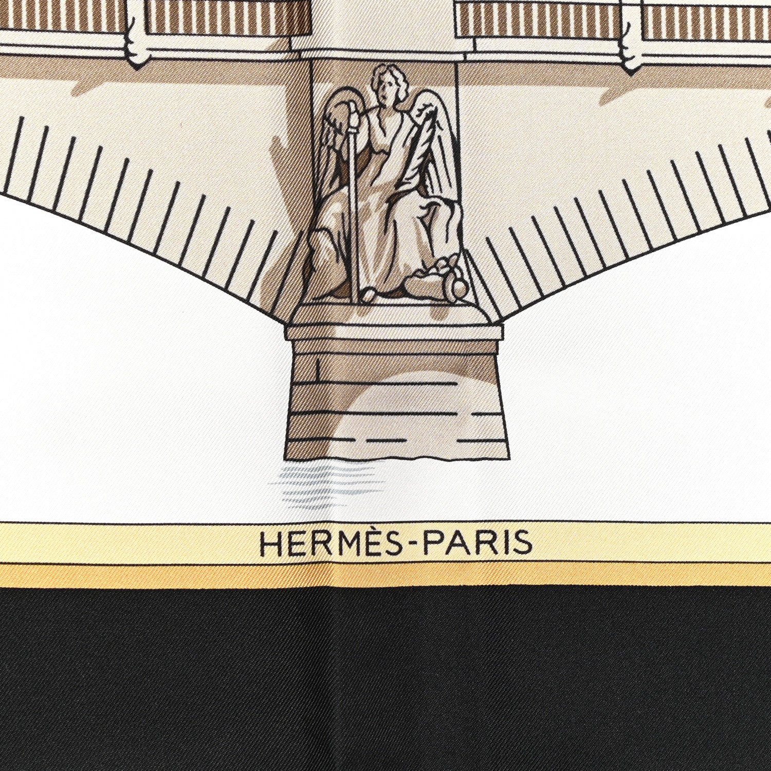 Hermes Silk Les Ponts De Paris Scarf 90 Black White 2 of 5