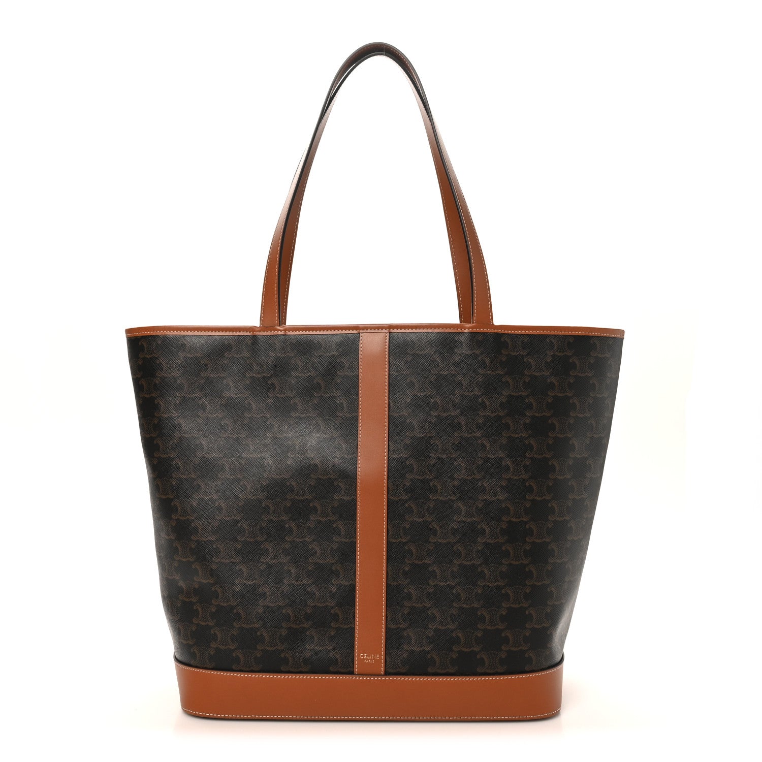 Celine Triomphe Canvas Calfskin Medium Cabas Bag Tan 1 of 9