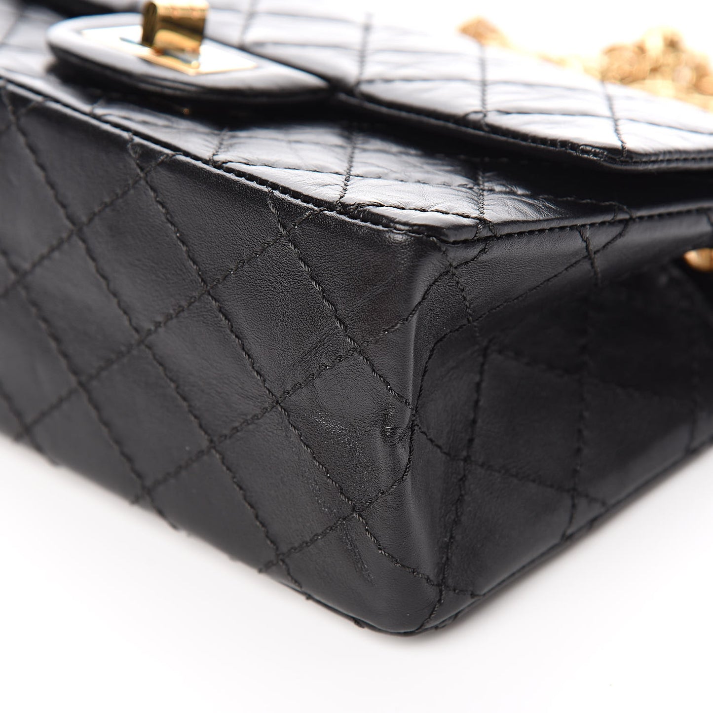 Aged Calfskin Quilted 2.55 Reissue Mini Flap Black