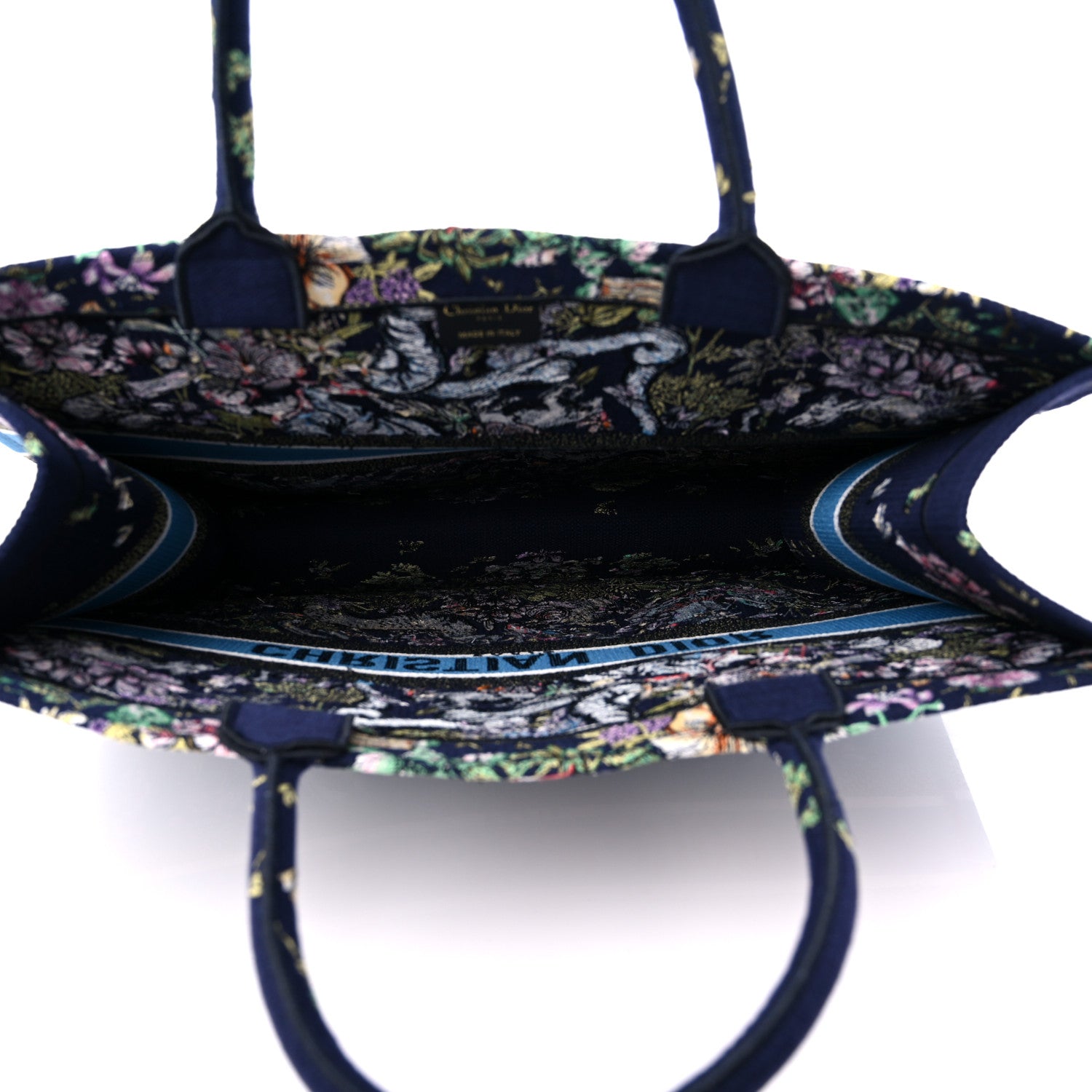 Christian Dior Canvas Embroidered Large D-Constellation Book Tote Blue Multicolor 5 of 9