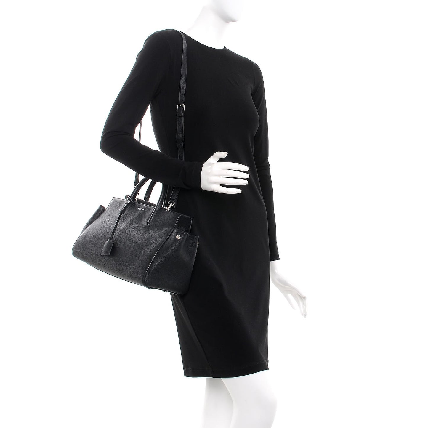 Grained Calfskin Small Cabas Rive Gauche Black