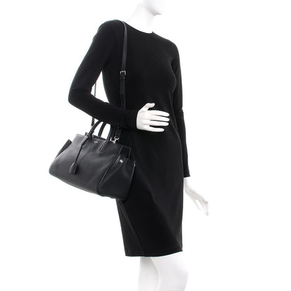 Saint Laurent Grained Calfskin Small Cabas Rive Gauche Black 3 of 12
