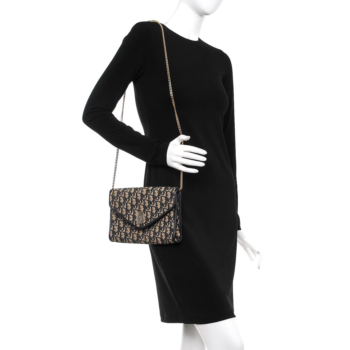 Monogram Chain Flap Navy Blue