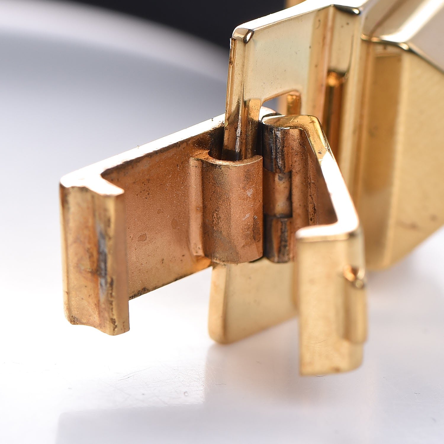 Saint Laurent Calfskin Pyramid Stud Bracelet Red Gold 7 of 16