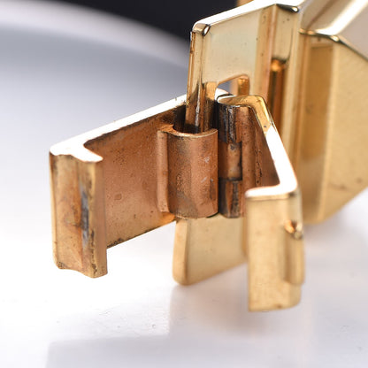Saint Laurent Calfskin Pyramid Stud Bracelet Red Gold 7 of 16