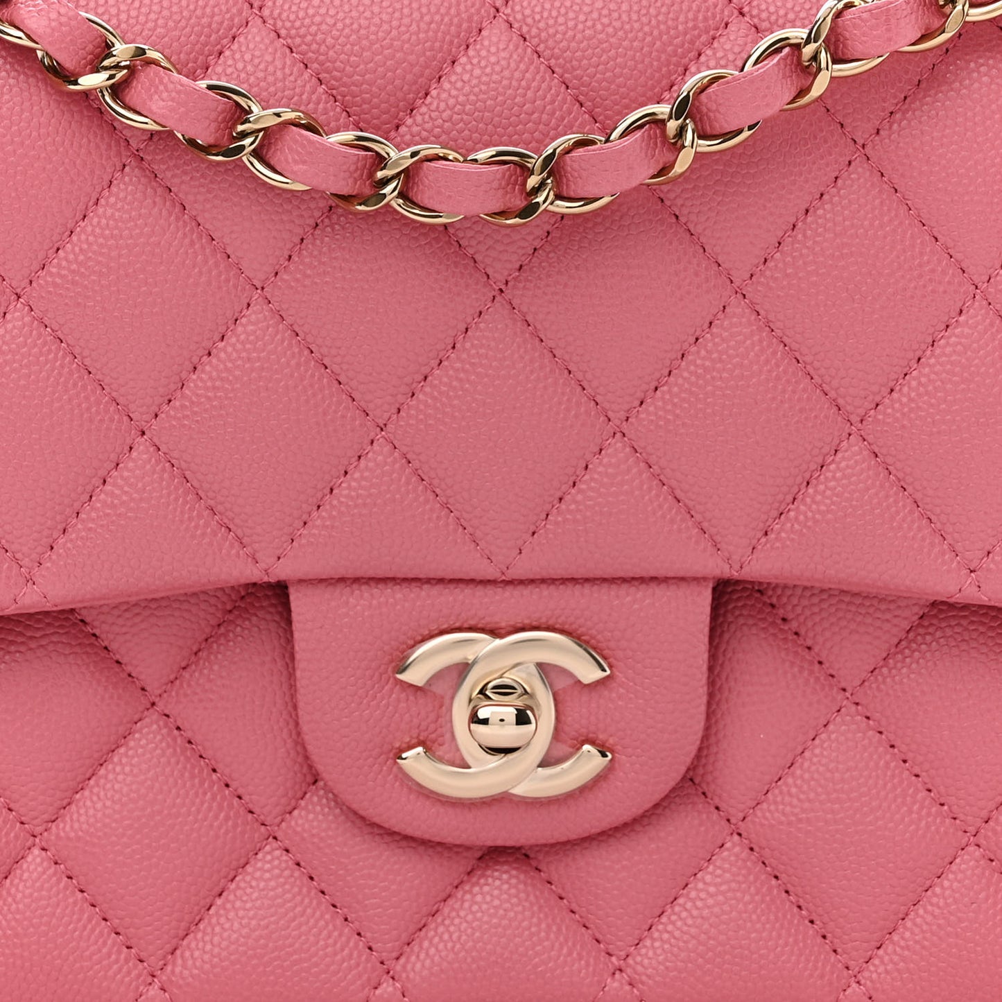 Caviar Quilted Medium Double Flap Pink