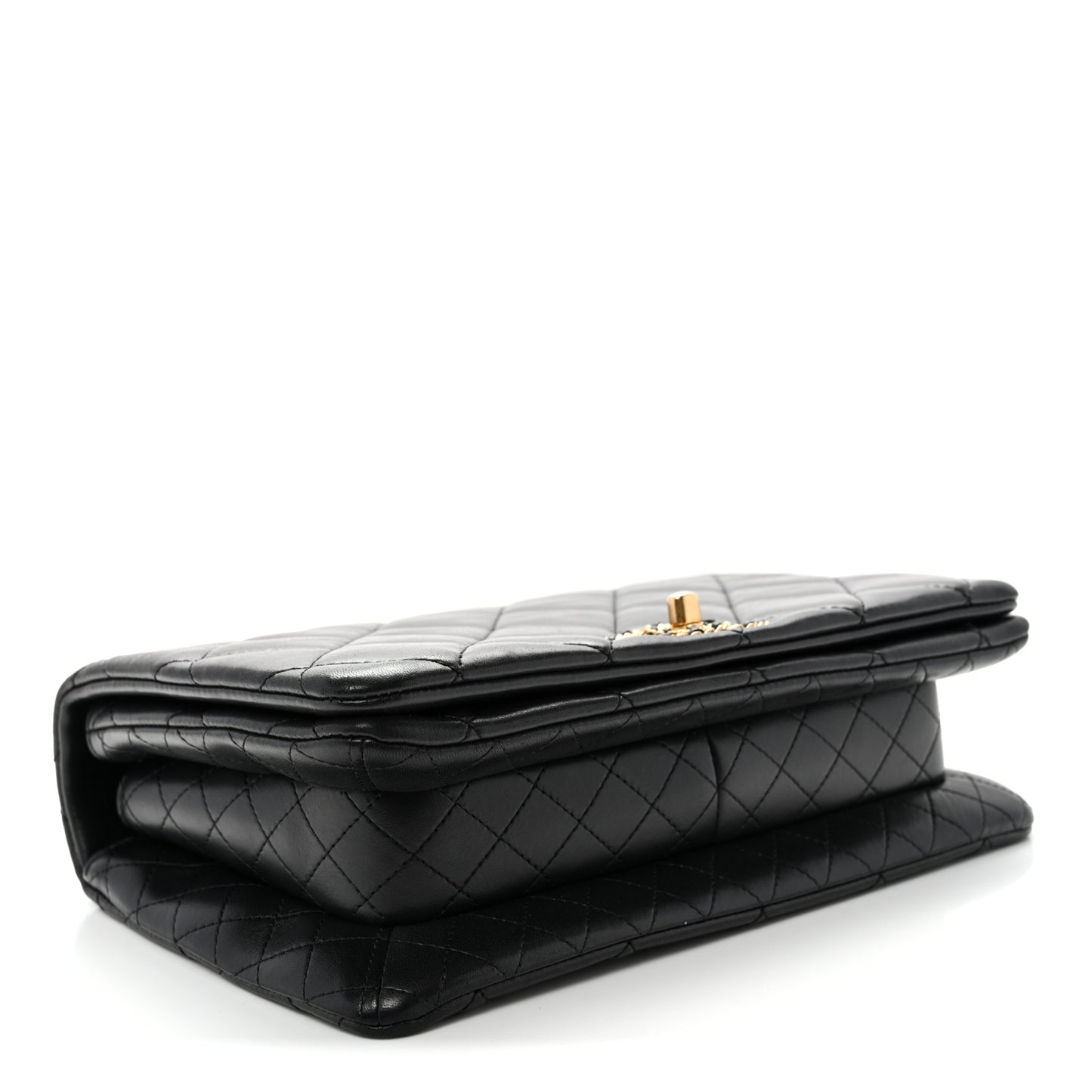 Lambskin Quilted On And On Medium Chain Flap Black