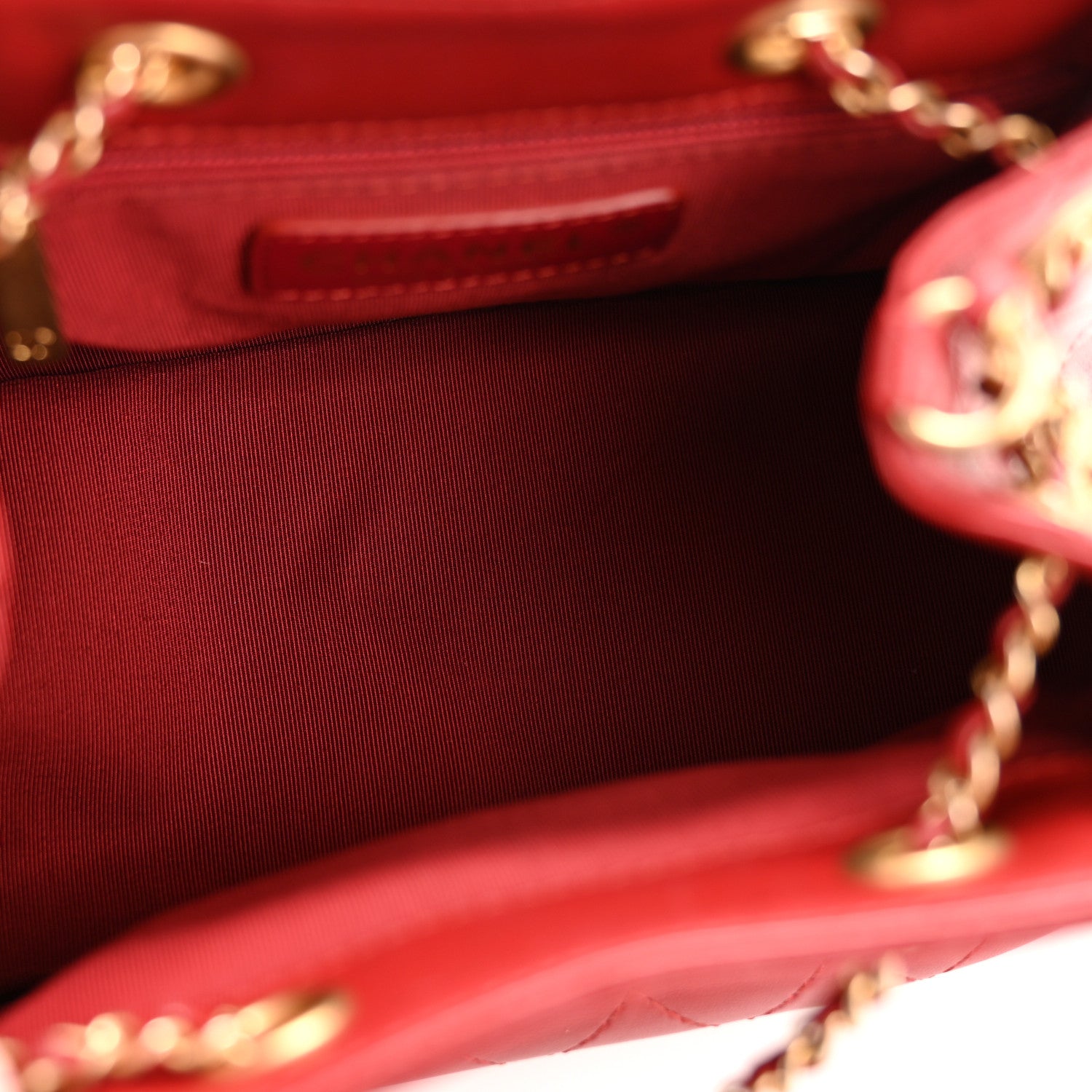Chanel Calfskin Stitched Small Egyptian Amulet Drawstring Bag Red 5 of 12