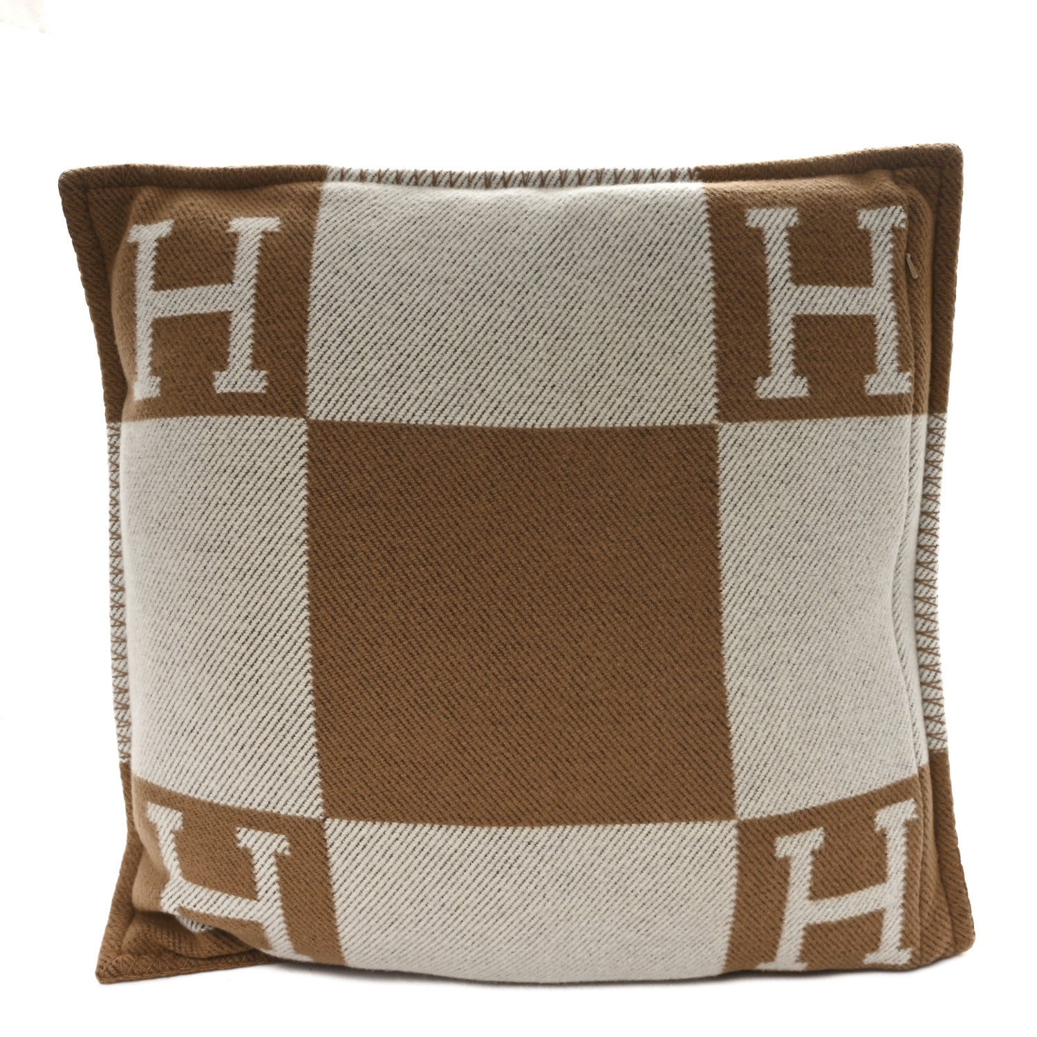 Hermes Wool Cashmere Avalon Pillow Ecru Camel 1 of 3