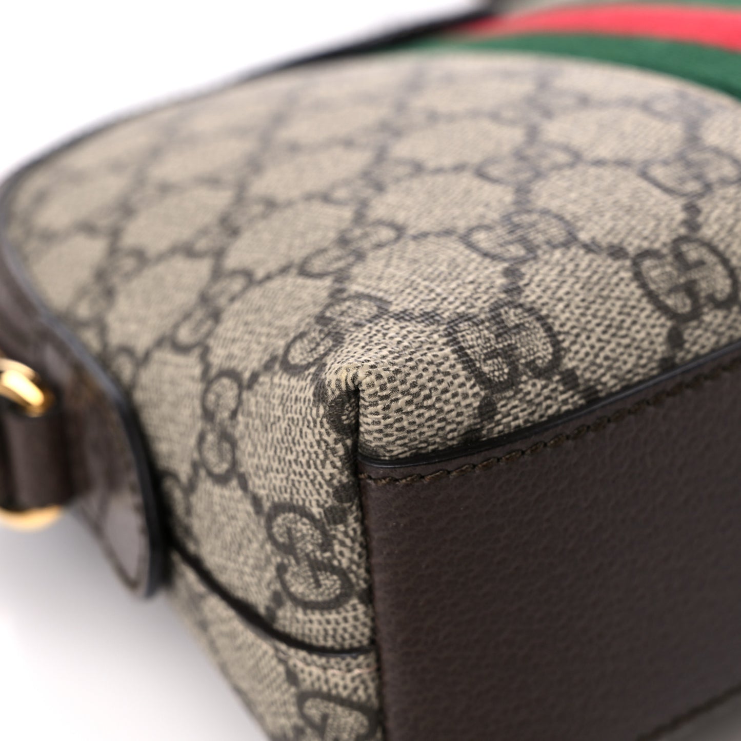 GG Supreme Monogram Textured Dollar Calfskin Web Small Ophidia Dome Shoulder Bag Beige Ebony New Acero