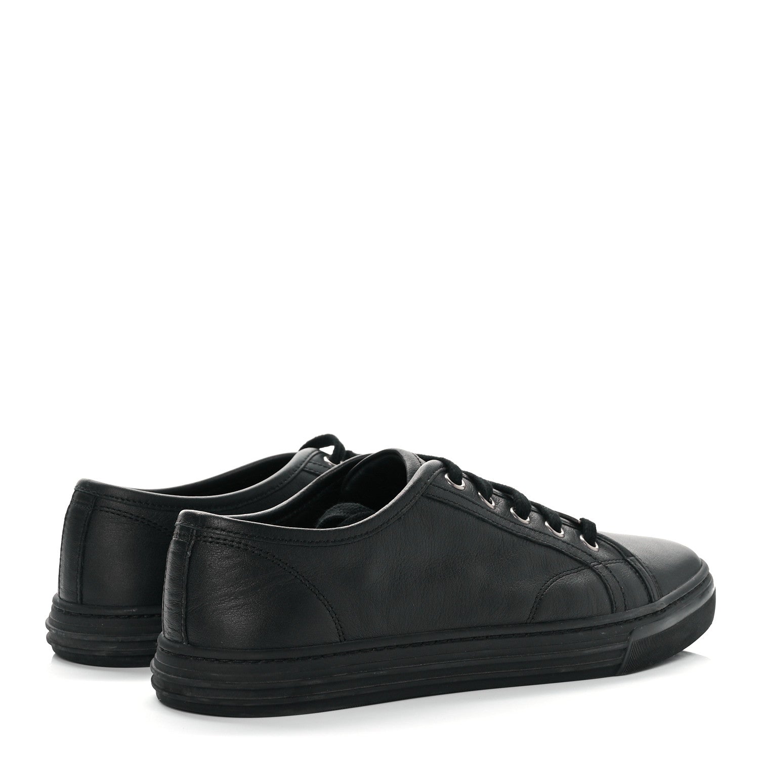 Gucci Calfskin Miro Soft Womens Lace Up Sneakers 37 Black 4 of 7