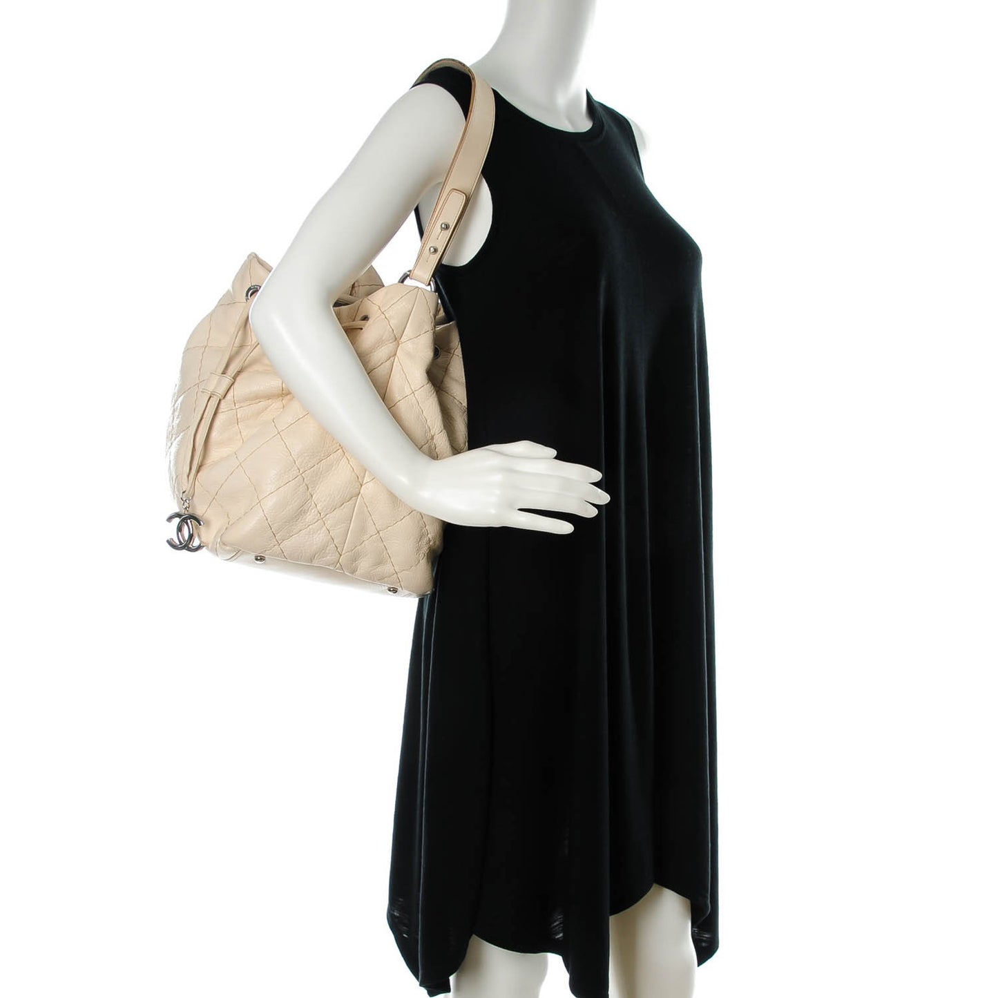Glazed Calfskin On The Road Drawstring Tote Ivory