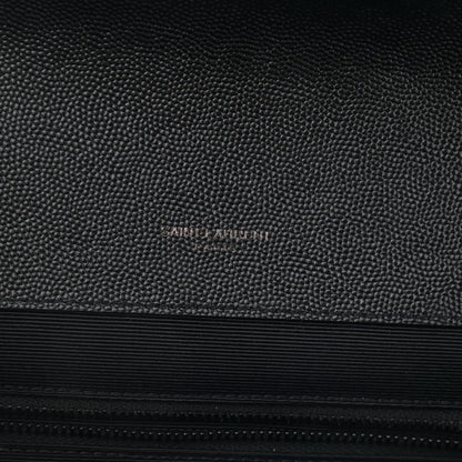 Saint Laurent Grain De Poudre Textured Mixed Matelasse Large Triquilt Monogram Monochrome Satchel Black 6 of 11