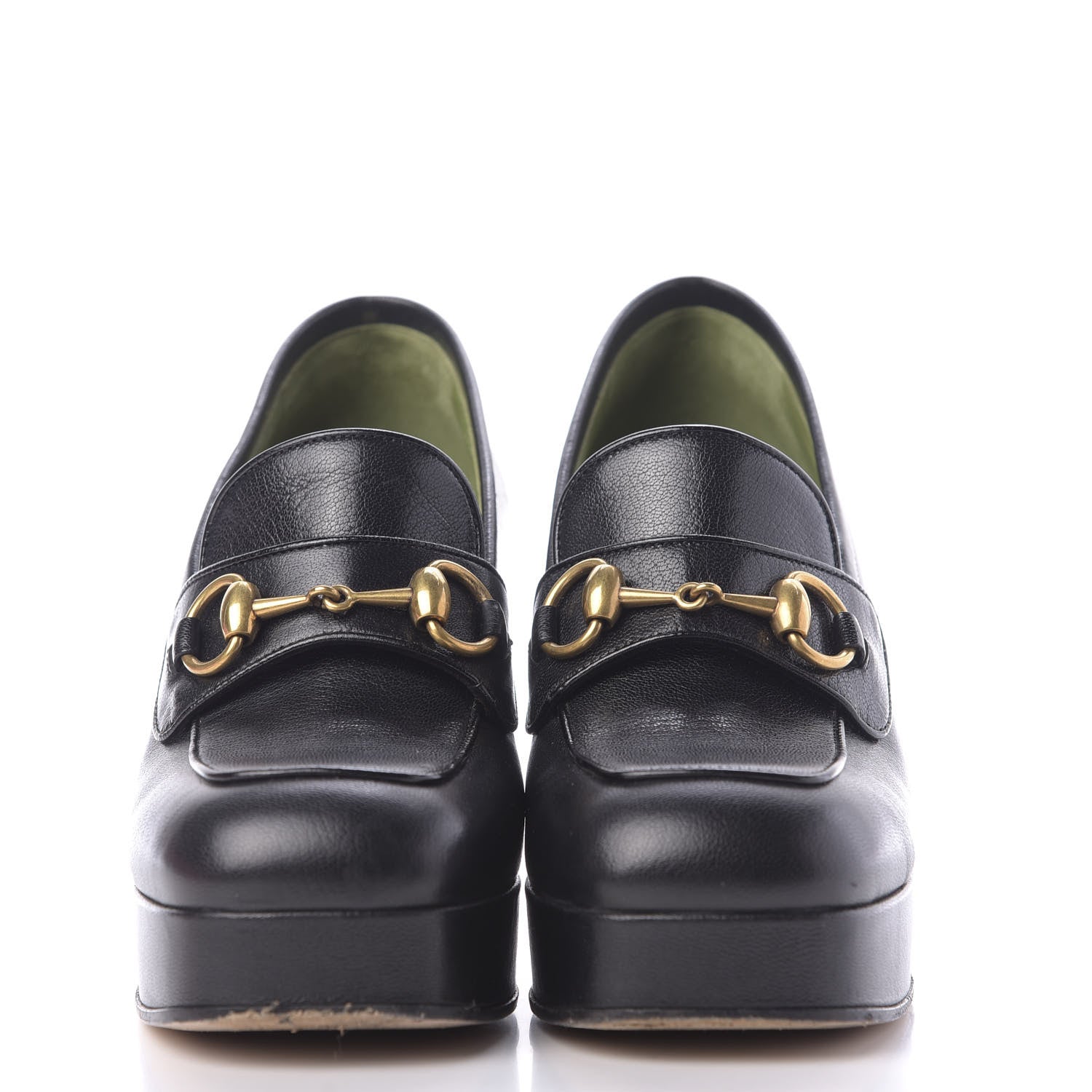 Gucci Goatskin Houdan Mid Heel Platform Loafers 37 Black 2 of 13