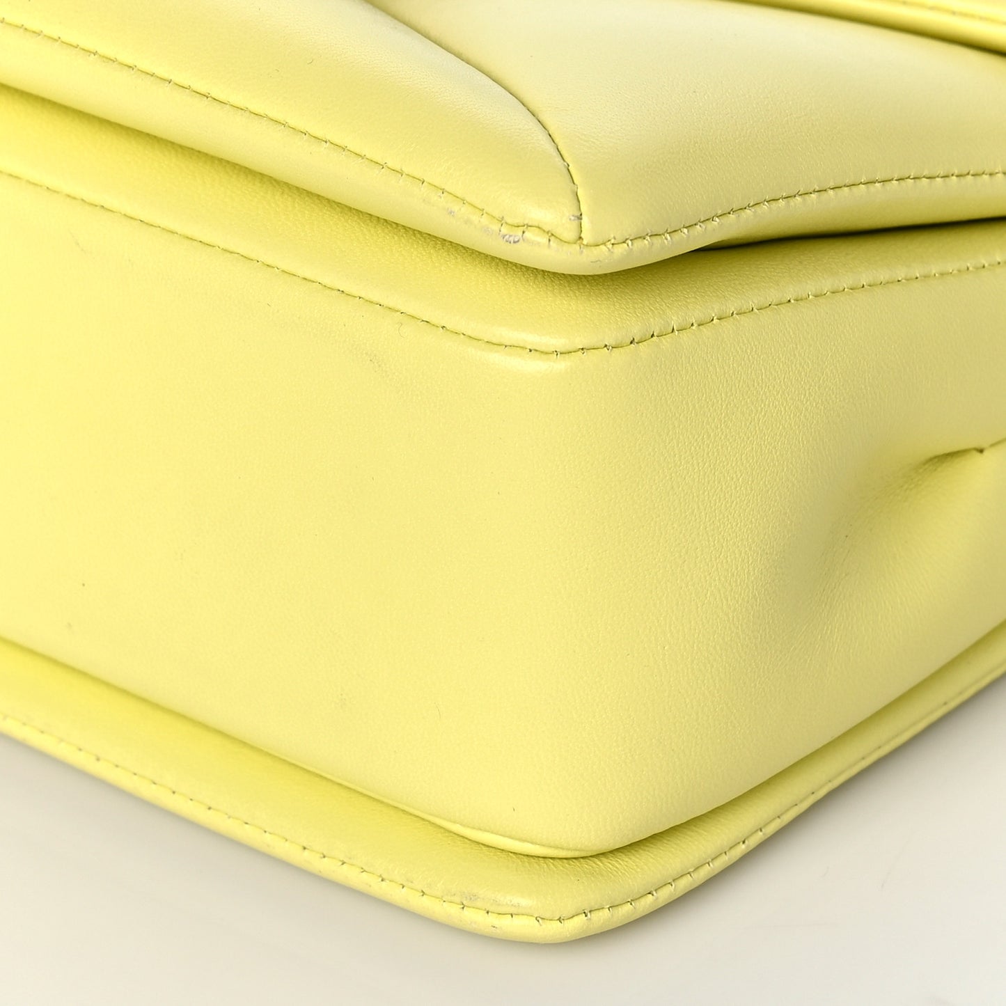 Nappa One Stud Chain Clutch Pale Yellow