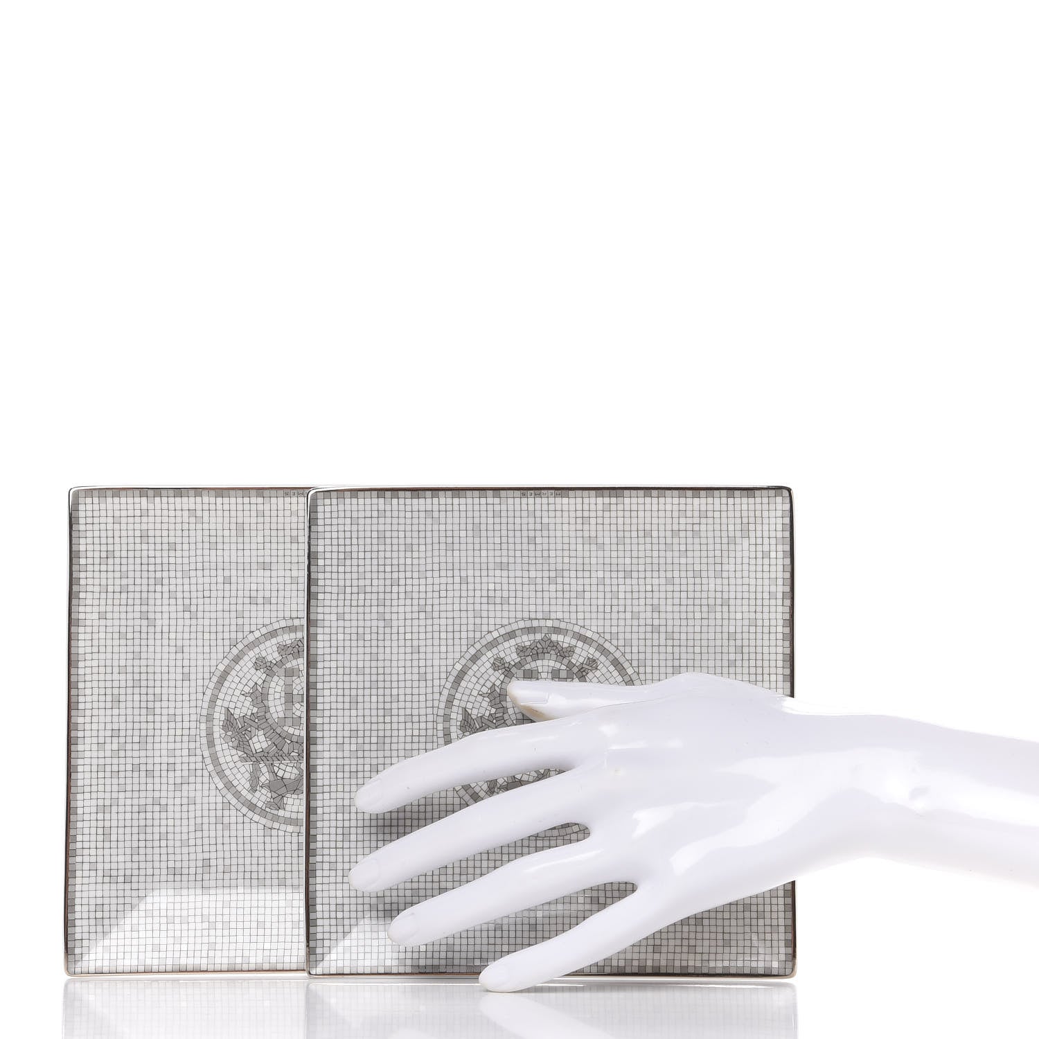 Hermes Porcelain Mosaique Au 24 Square Plate Set of 2 Platine 2 of 7