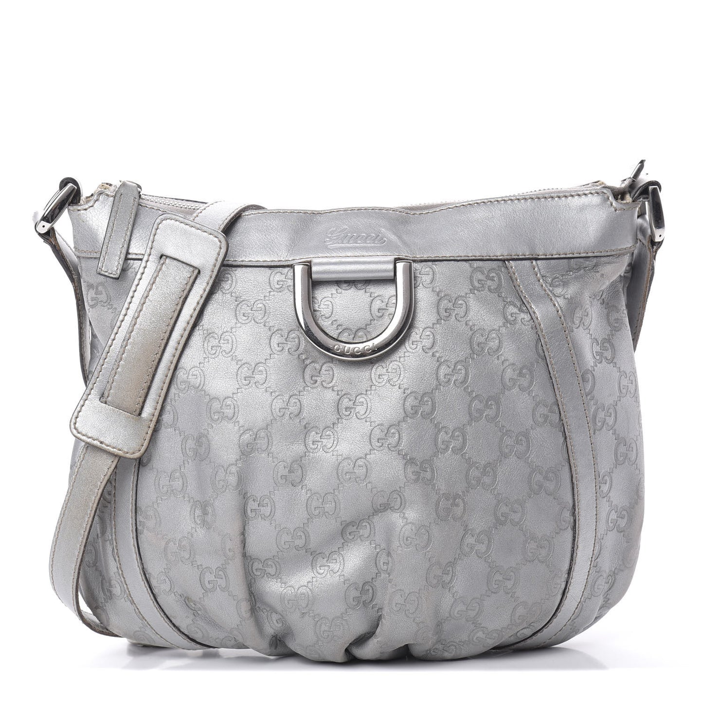 Guccissima Small D Ring Messenger Silver