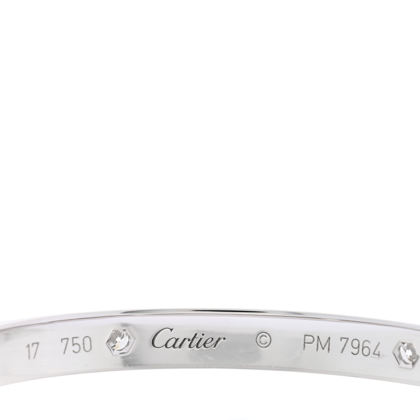 18K White Gold 4 Diamond Love Bracelet 17