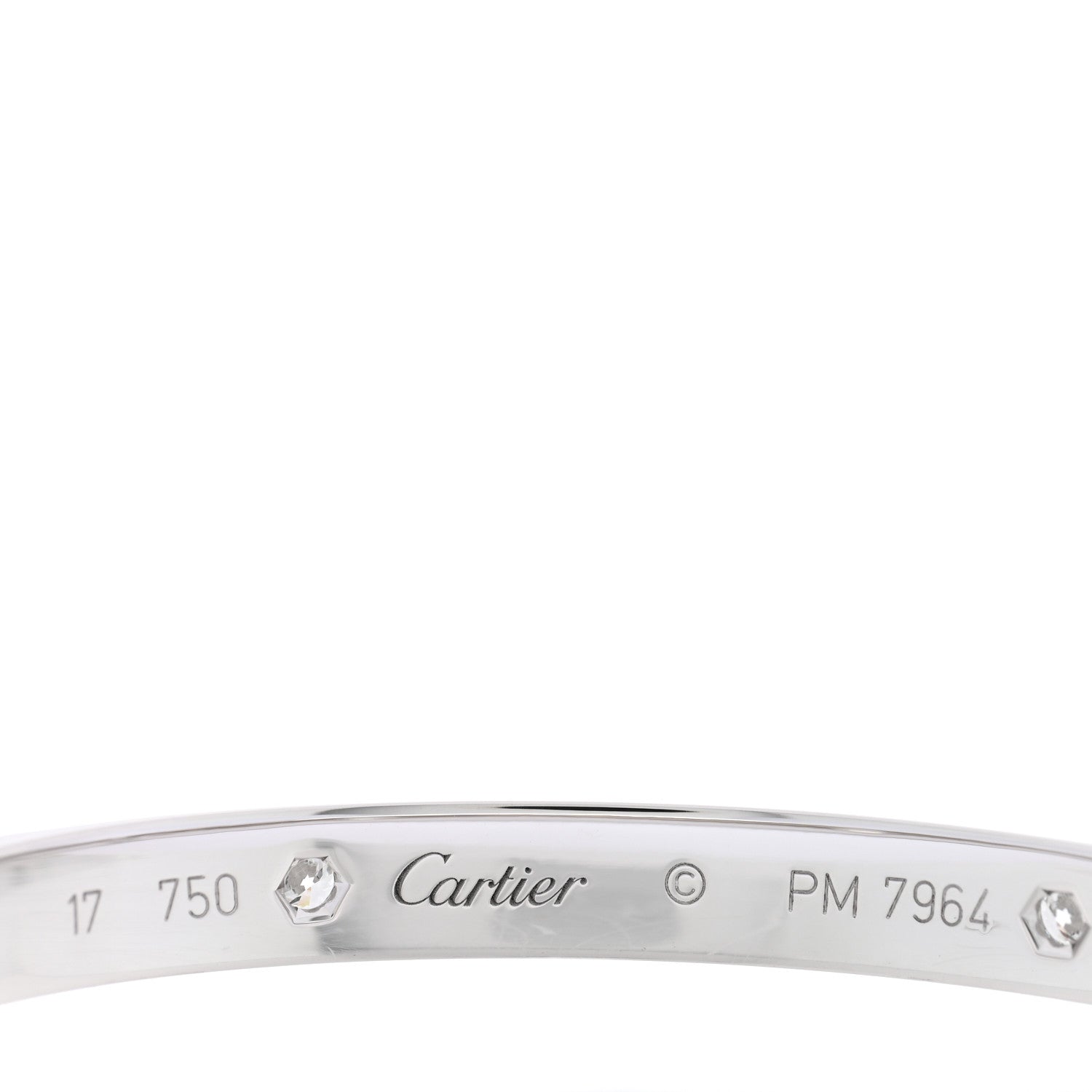 Cartier 18K White Gold 4 Diamond Love Bracelet 17 3 of 6