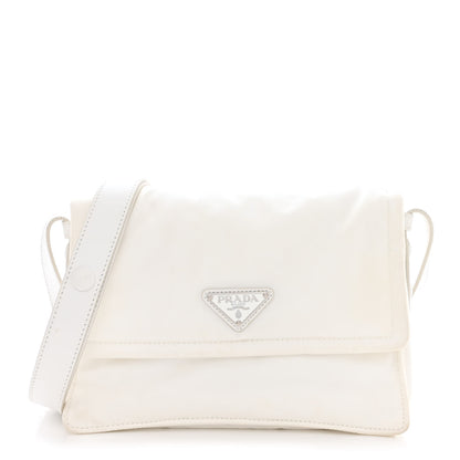 Prada Re-Nylon Vitello Padded Small Flap Shoulder Bag White 1 of 13