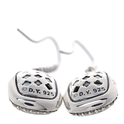 David Yurman Sterling Silver Diamond Hampton Blue Topaz Noblesse Drop Earrings 4 of 5