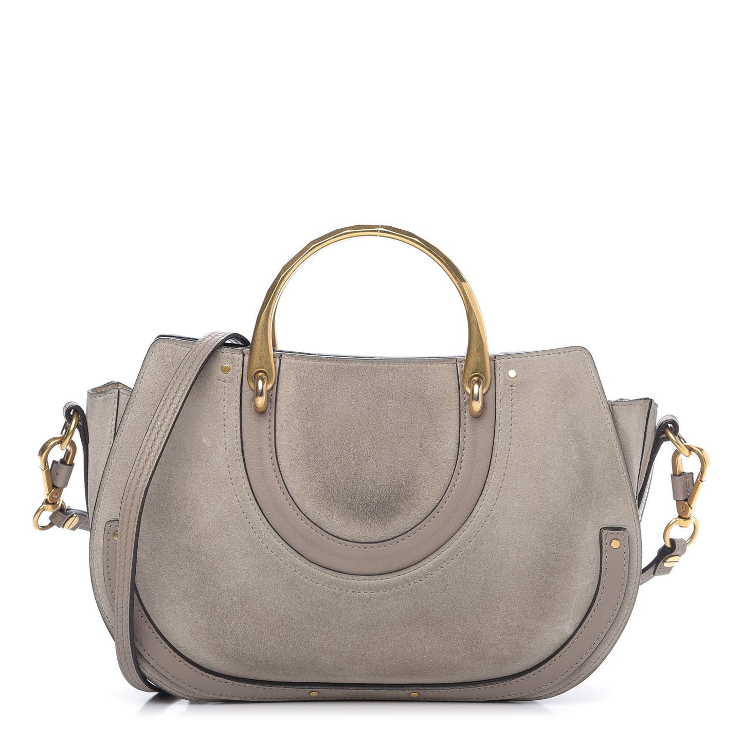 Calfskin Suede Medium Pixie Shoulder Bag Motty Grey