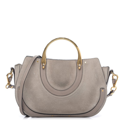 Chloe Calfskin Suede Medium Pixie Shoulder Bag Motty Grey 1 of 11