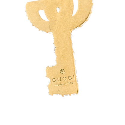 Gucci Metal Crystal GG Key Drop Earrings Aged Gold 4 of 4